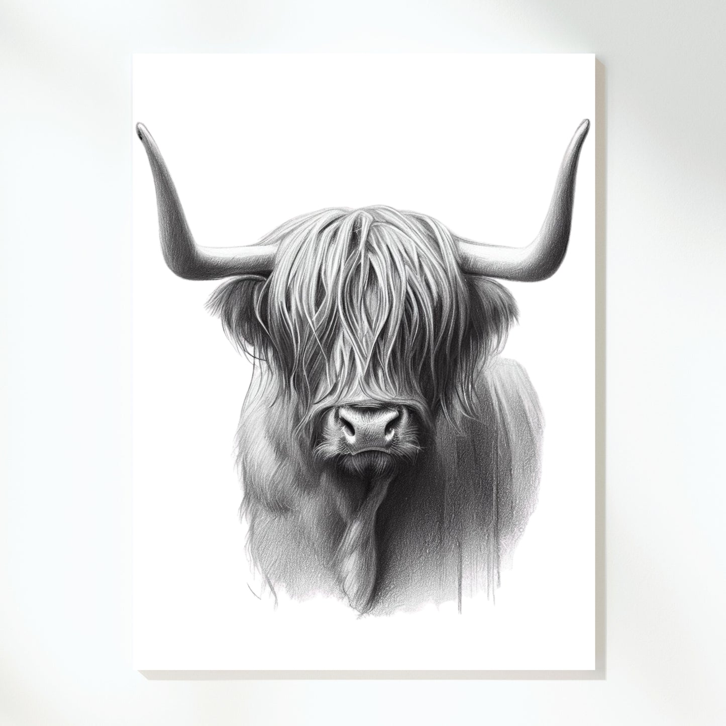 Highland Cow Sketch Wall Art Canvas Print