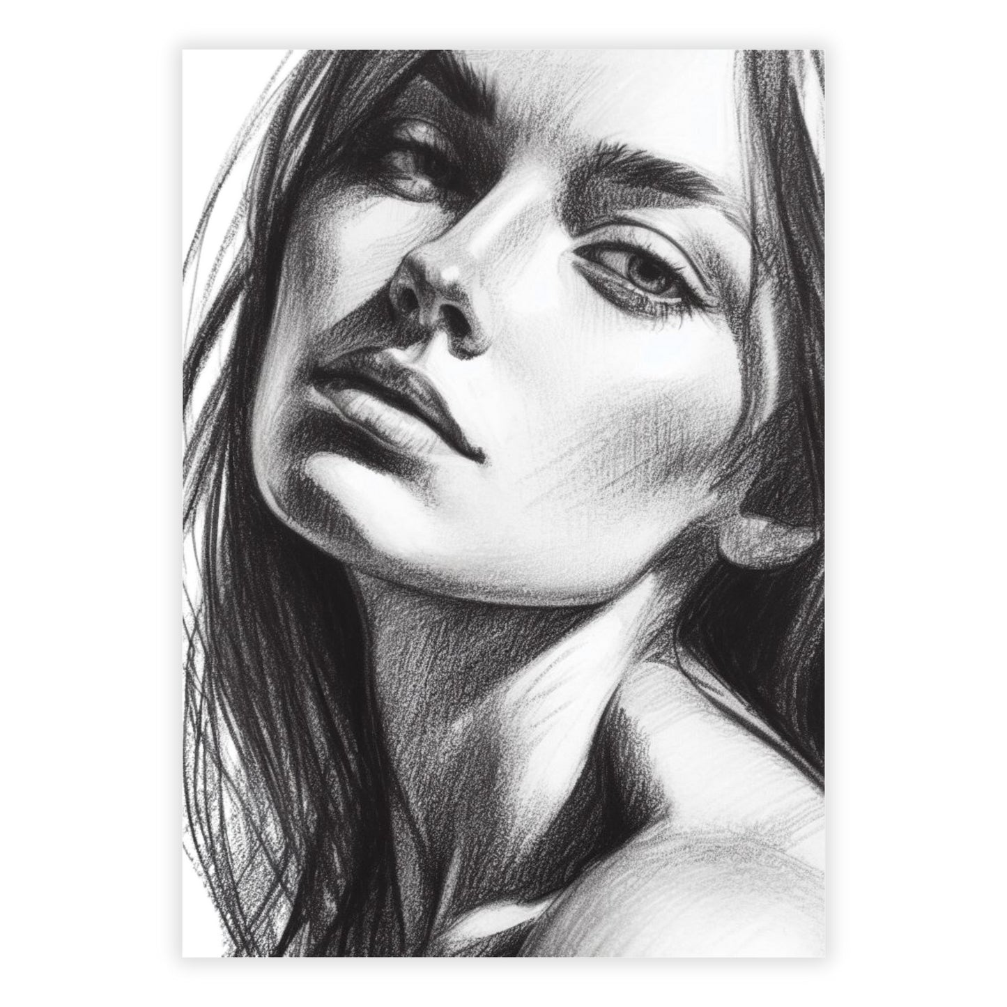 Female Sketch Wall Art Canvas Print