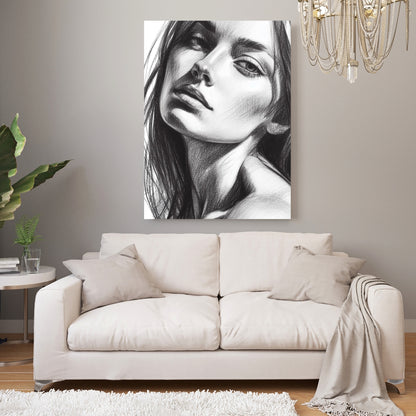 Female Sketch Wall Art Canvas Print