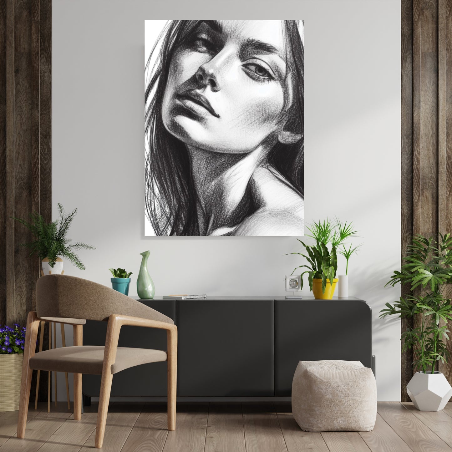 Female Sketch Wall Art Canvas Print