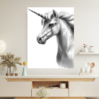 Unicorn Sketch Wall Art Canvas Print