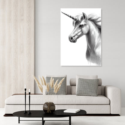 Unicorn Sketch Wall Art Canvas Print