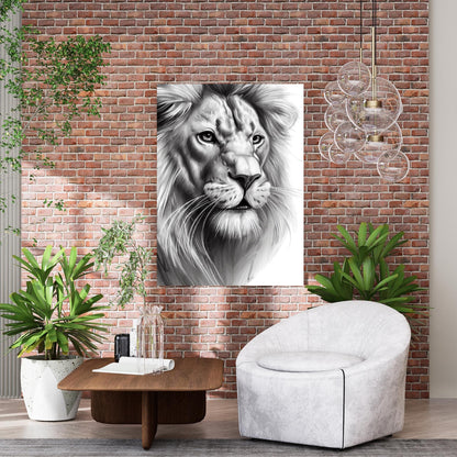 Lion's Jungle Sketch Wall Art Canvas Print