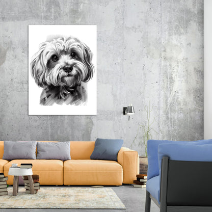 Cavoodle Dog Sketch Wall Art Canvas Print