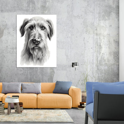 Irish Wolfhound Dog Adore Sketch Wall Art Canvas Print