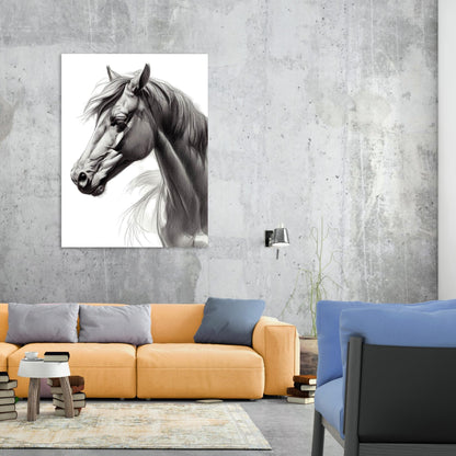 Wild Stallion Horse Sketch Wall Art Canvas Print