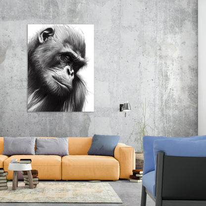 Monkey Sketch Wall Art Canvas Print