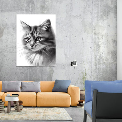 Cat Sketch Wall Art Canvas Print