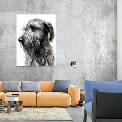 Irish Wolfhound Dog Love Sketch Wall Art Canvas Print