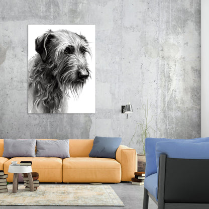 Irish Wolfhound Dog Sketch Wall Art Canvas Print