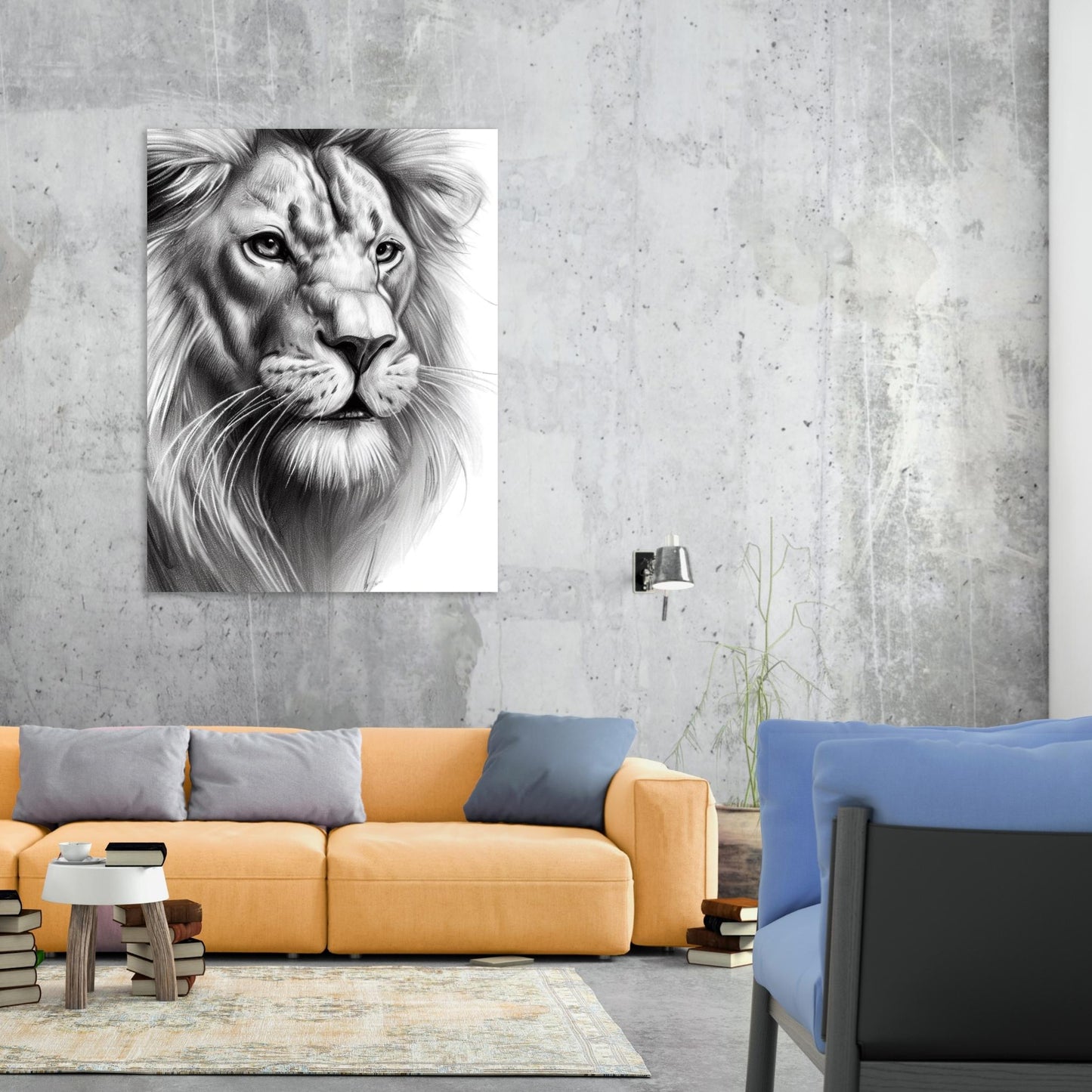 Lion's Jungle Sketch Wall Art Canvas Print