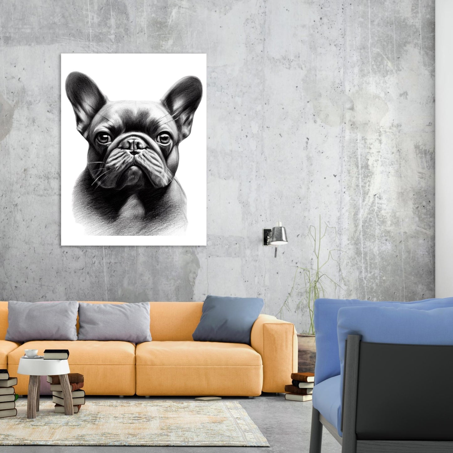 French Bulldog Sketch Wall Art Canvas Print