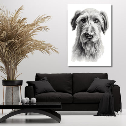 Irish Wolfhound Dog Adore Sketch Wall Art Canvas Print