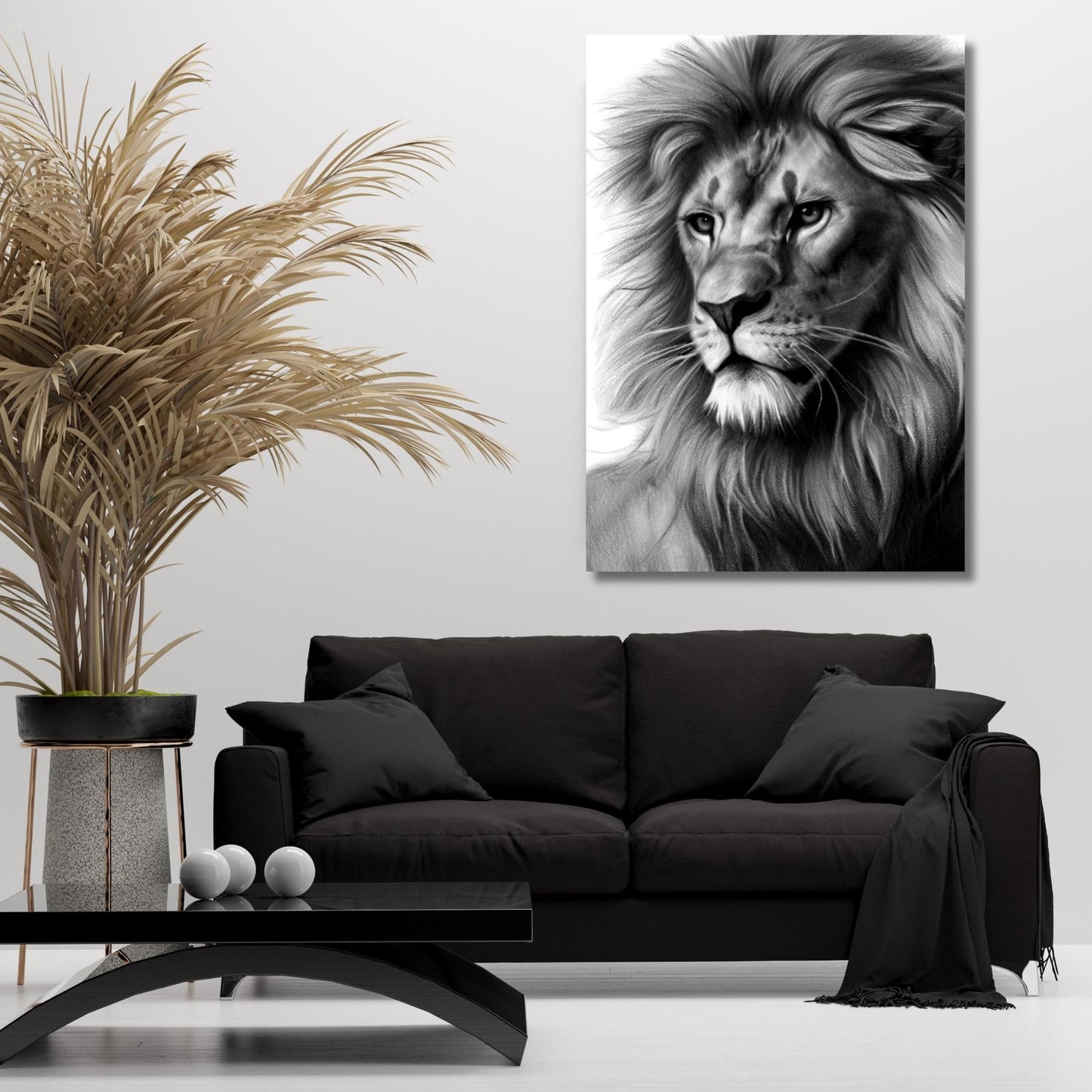 Lion Sketch Wall Art Canvas Print