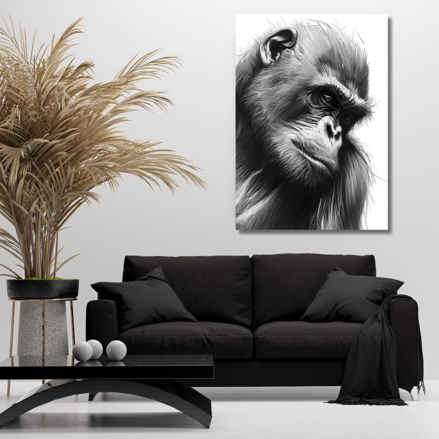 Monkey Sketch Wall Art Canvas Print