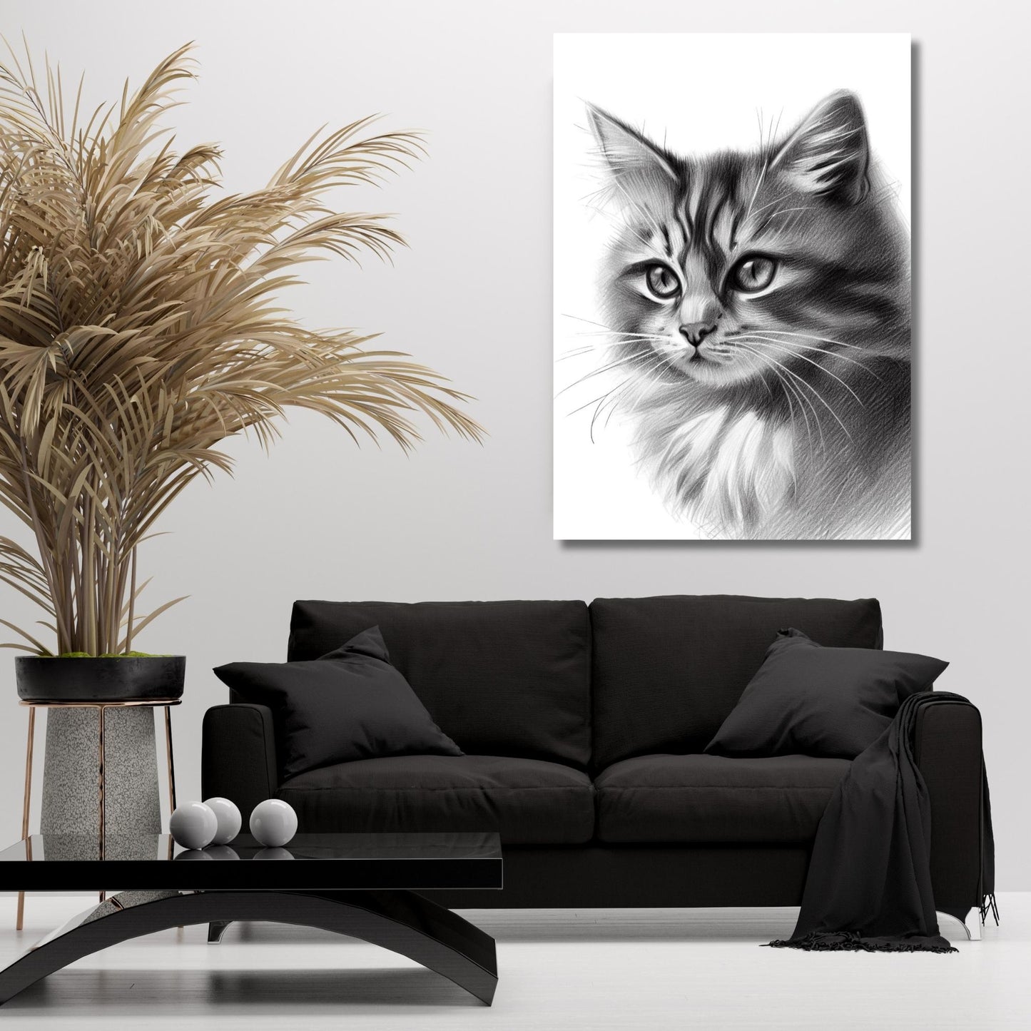 Cat Sketch Wall Art Canvas Print