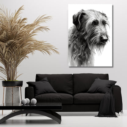 Irish Wolfhound Dog Sketch Wall Art Canvas Print