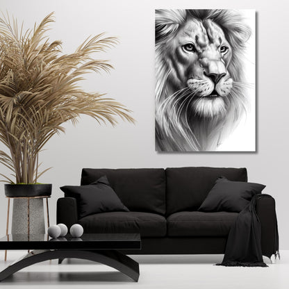 Lion's Jungle Sketch Wall Art Canvas Print