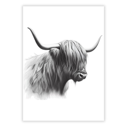 Highland Cow Adore Sketch Wall Art Canvas Print