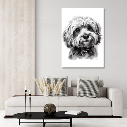 Cavoodle Dog Sketch Wall Art Canvas Print