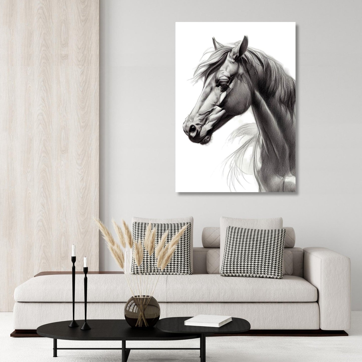 Wild Stallion Horse Sketch Wall Art Canvas Print