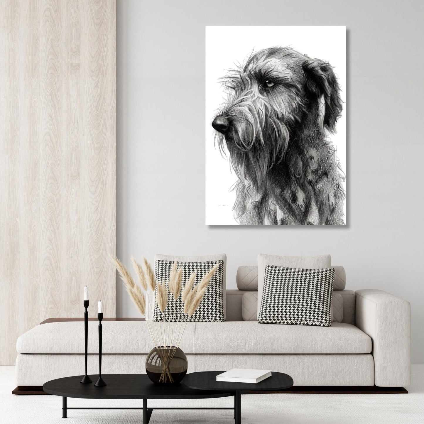 Irish Wolfhound Dog Love Sketch Wall Art Canvas Print