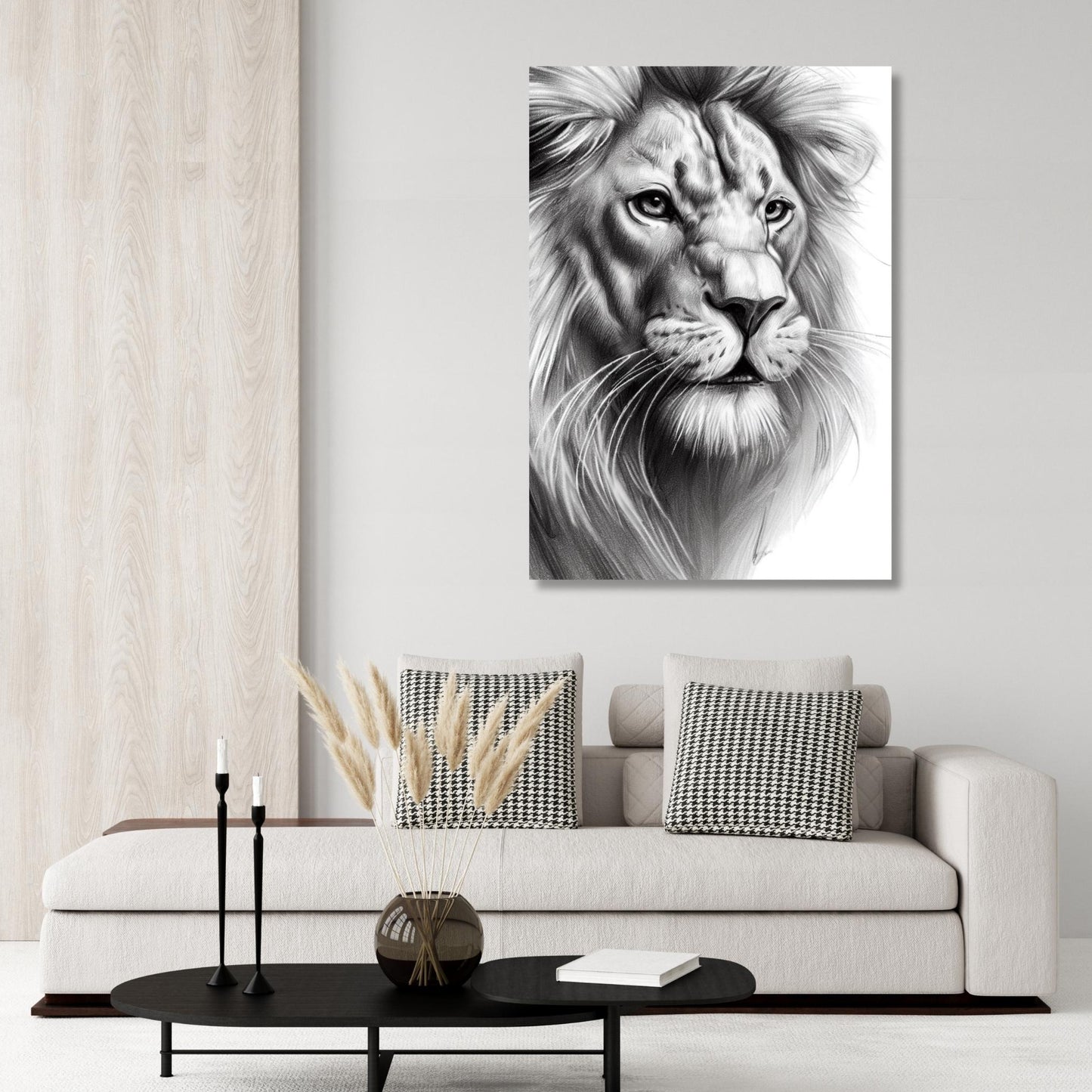 Lion's Jungle Sketch Wall Art Canvas Print