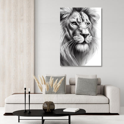 Lion's Jungle Sketch Wall Art Canvas Print