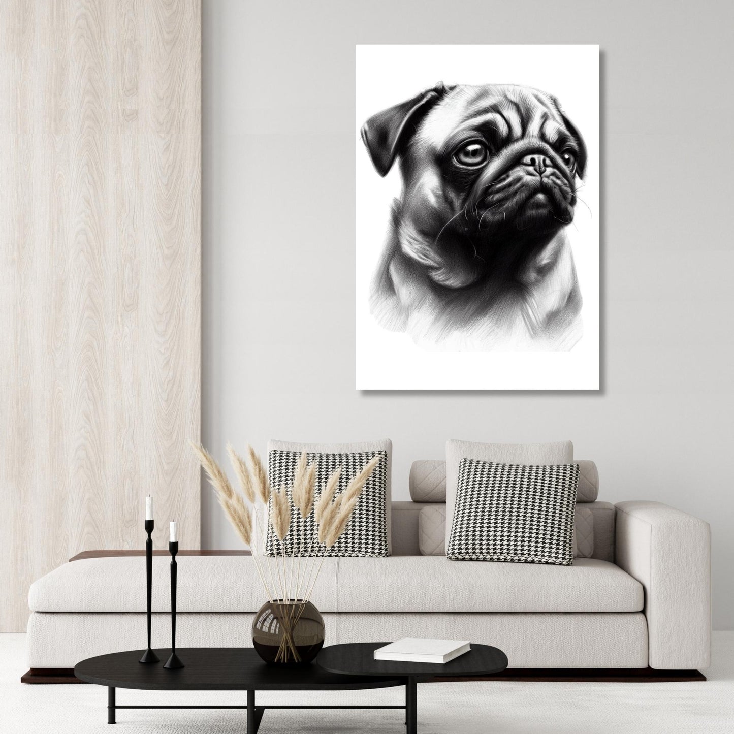 Pug Dog Sketch Wall Art Canvas Print