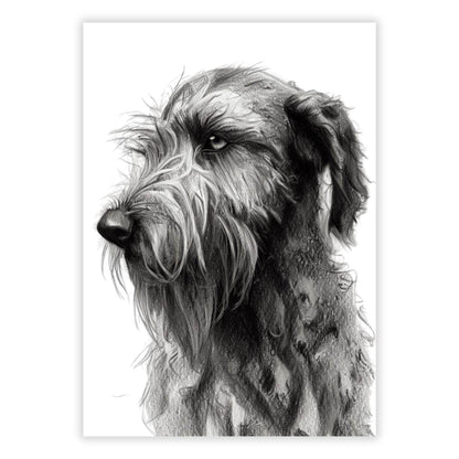 Irish Wolfhound Dog Love Sketch Wall Art Canvas Print