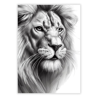 Lion's Jungle Sketch Wall Art Canvas Print