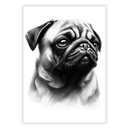 Pug Dog Sketch Wall Art Canvas Print