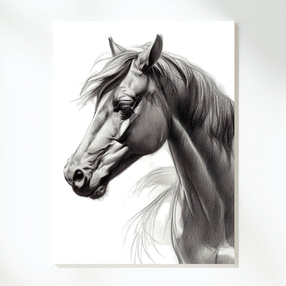 Wild Stallion Horse Sketch Wall Art Canvas Print