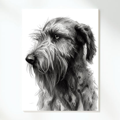 Irish Wolfhound Dog Love Sketch Wall Art Canvas Print