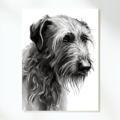 Irish Wolfhound Dog Sketch Wall Art Canvas Print