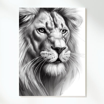 Lion's Jungle Sketch Wall Art Canvas Print