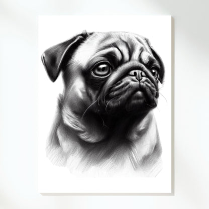 Pug Dog Sketch Wall Art Canvas Print