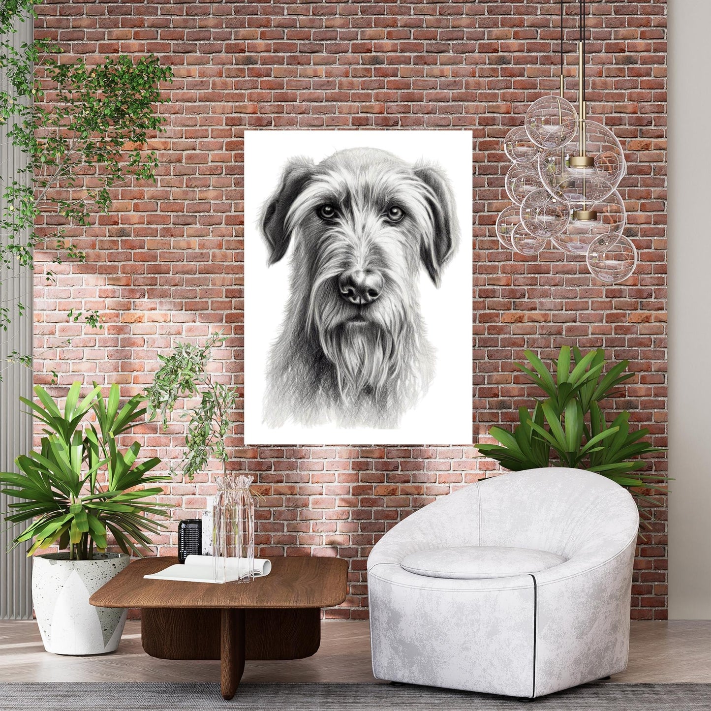 Irish Wolfhound Dog Adore Sketch Wall Art Canvas Print