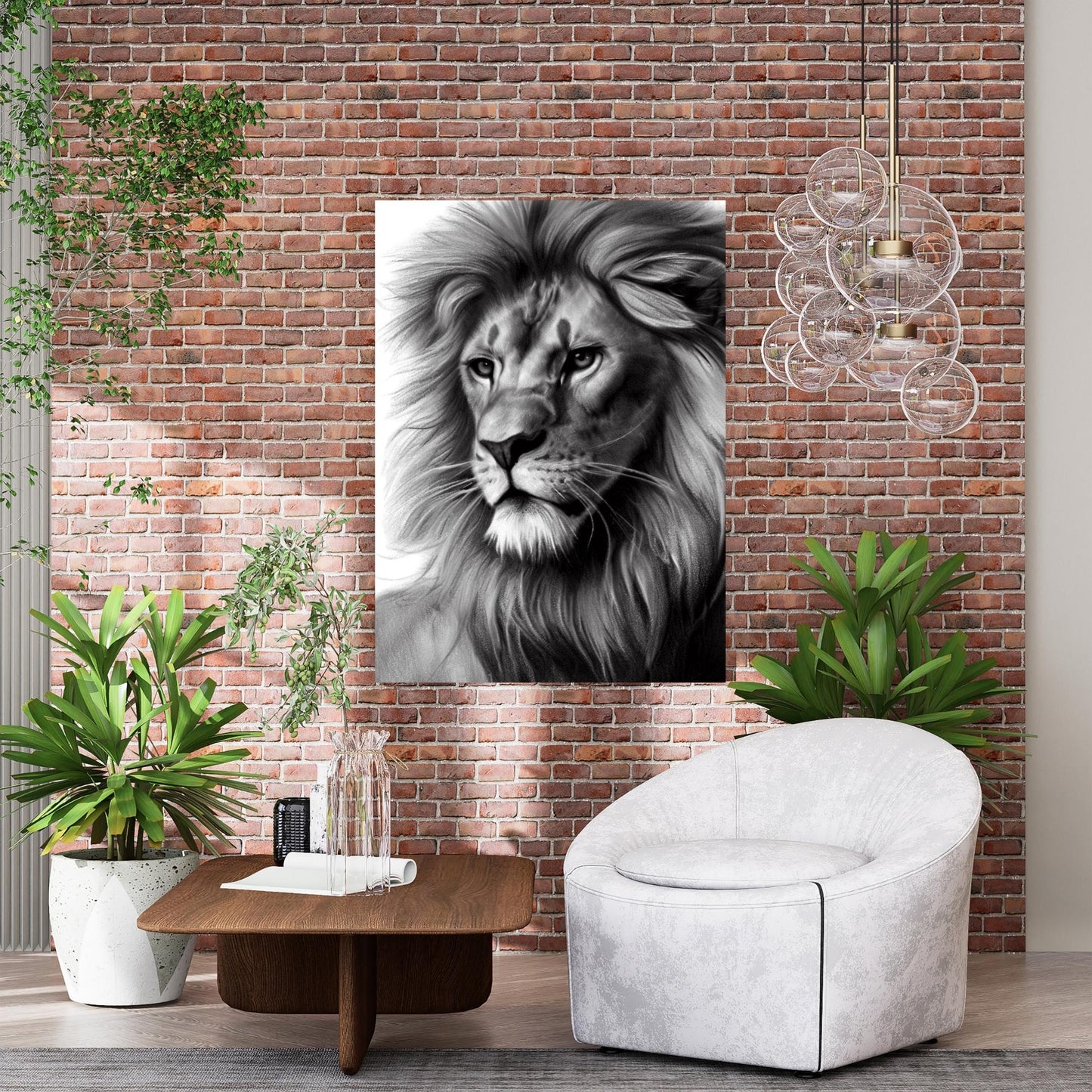 Lion Sketch Wall Art Canvas Print