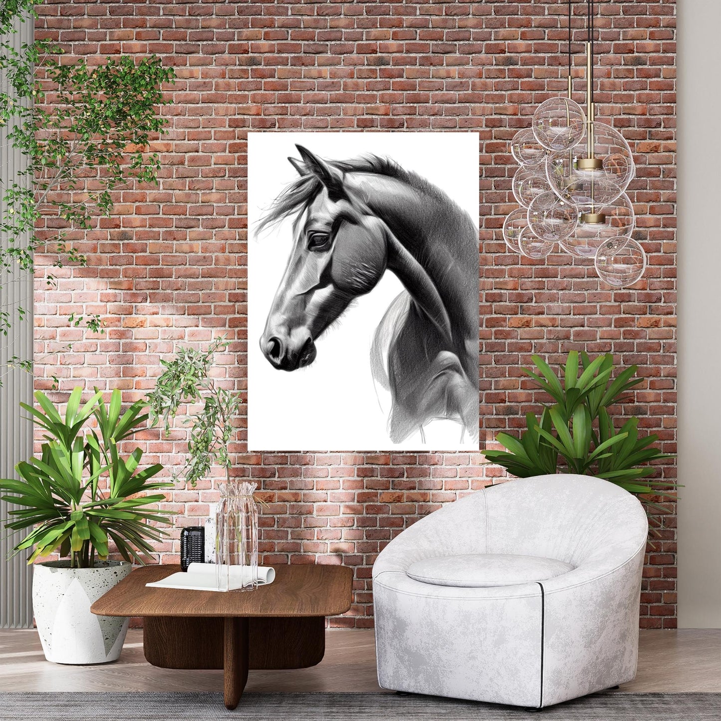 Horse Sketch Wall Art Canvas Print