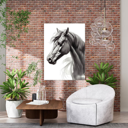 Wild Stallion Horse Sketch Wall Art Canvas Print