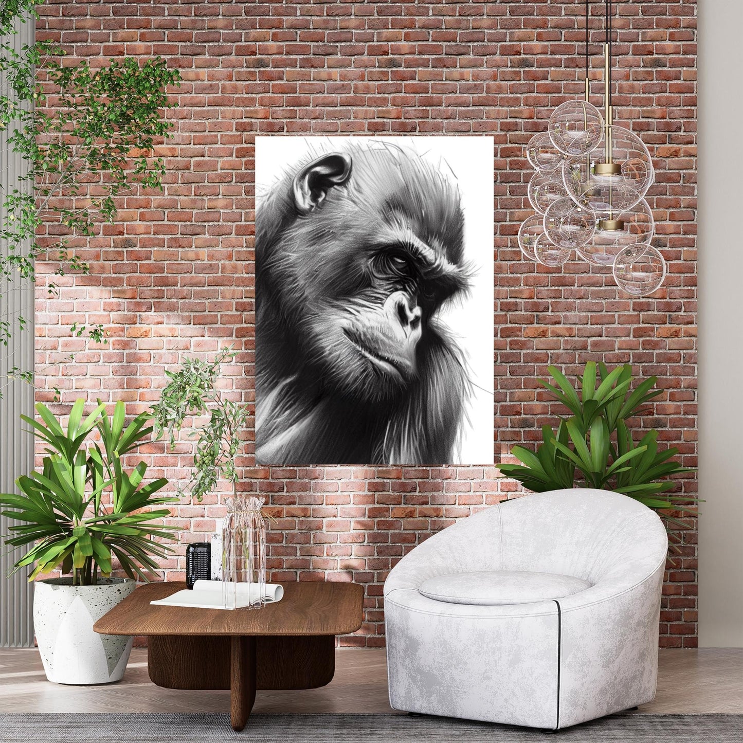 Monkey Sketch Wall Art Canvas Print