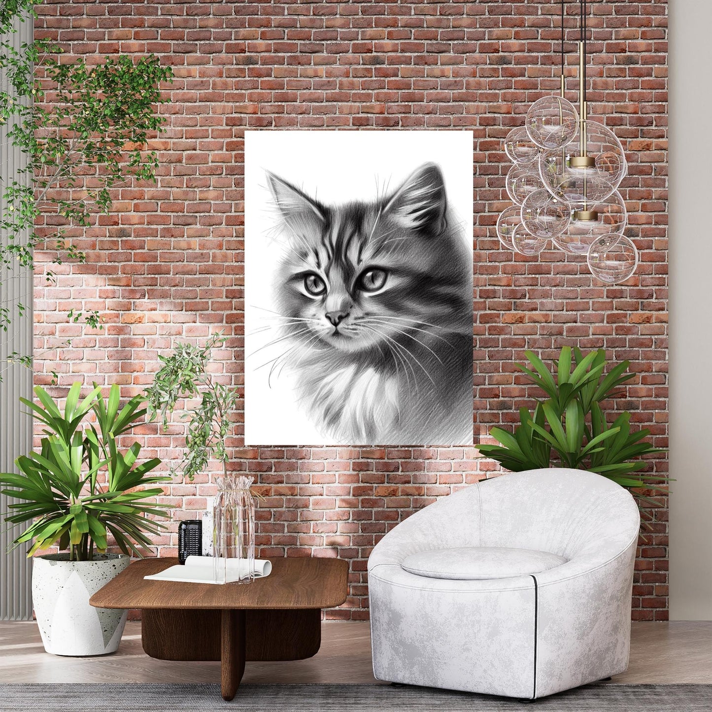 Cat Sketch Wall Art Canvas Print