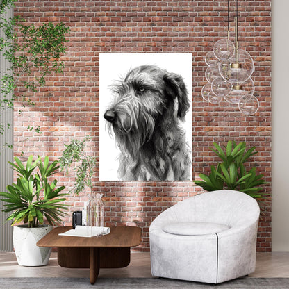 Irish Wolfhound Dog Love Sketch Wall Art Canvas Print