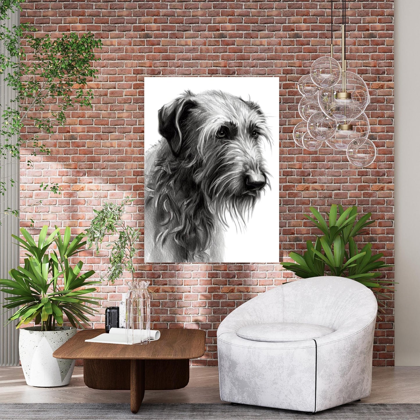 Irish Wolfhound Dog Sketch Wall Art Canvas Print