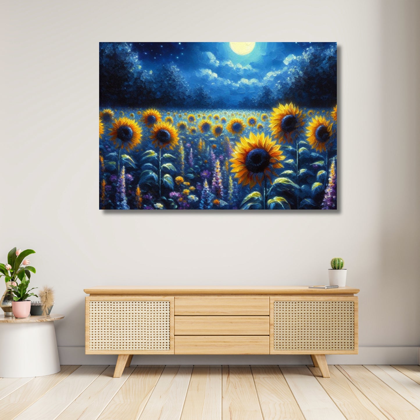 Sunflower Moon Wall Art Canvas Print