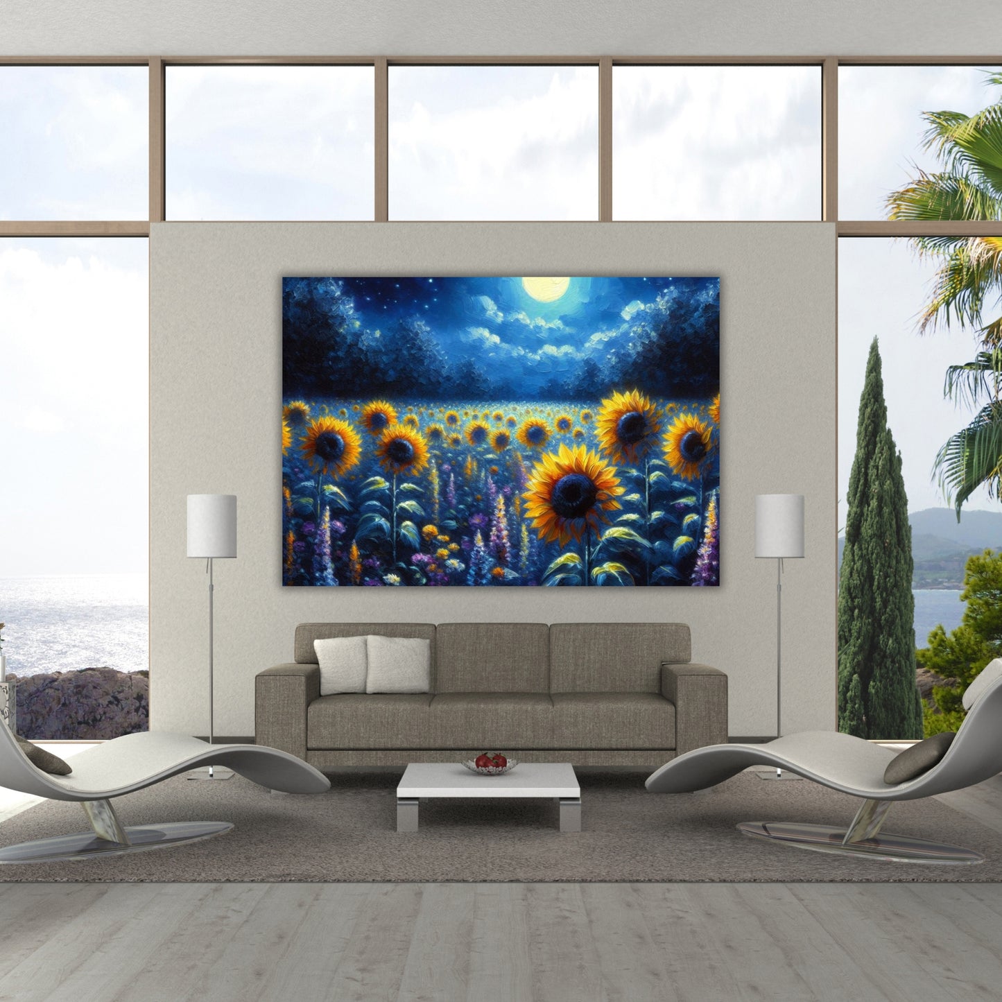 Sunflower Moon Wall Art Canvas Print