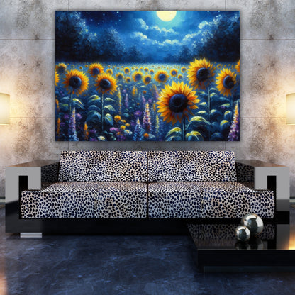 Sunflower Moon Wall Art Canvas Print