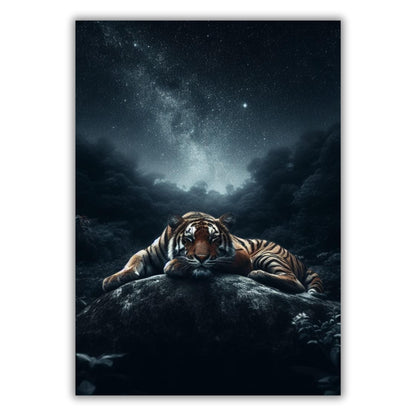 Tiger Night Animal Kingdom Wall Art Canvas Print