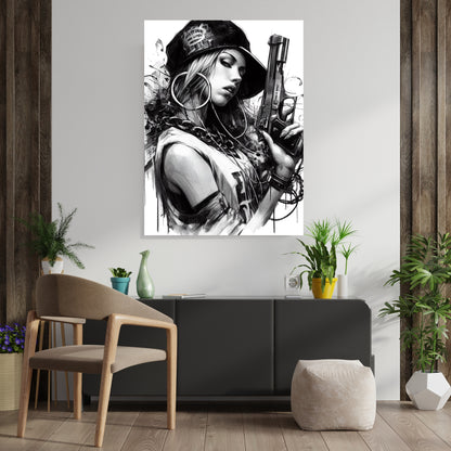 Girl On Fire Wall Art Canvas Print